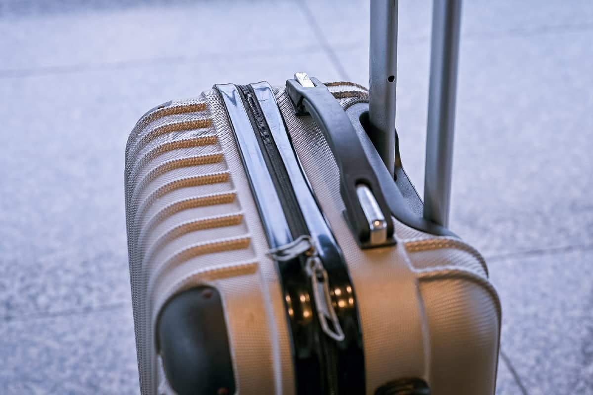 Brown plastic suitcase