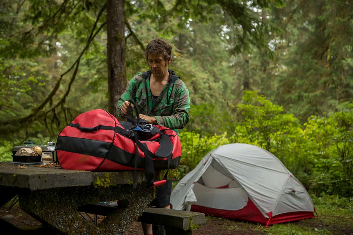Camping in rain forest on Vancouver Island