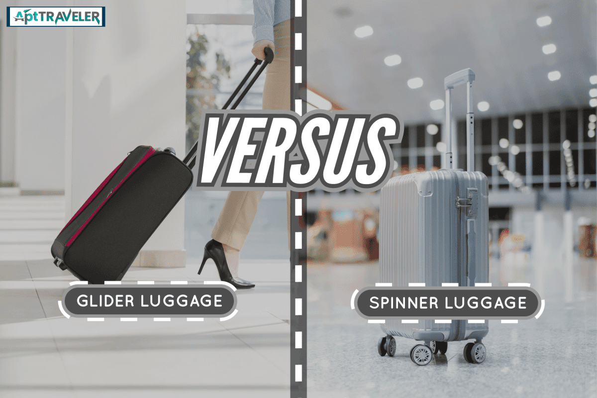 collab photo of a two luggage glider luggage and a spinner luggage, Glider Vs. Spinner Luggage - Which To Choose?
