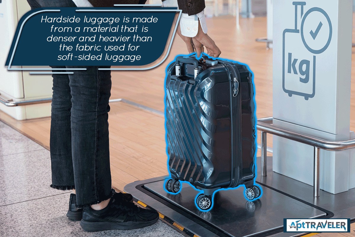 Weighing the luggage using a luggage measuring device at the airport, Is Hardside Luggage Heavy?
