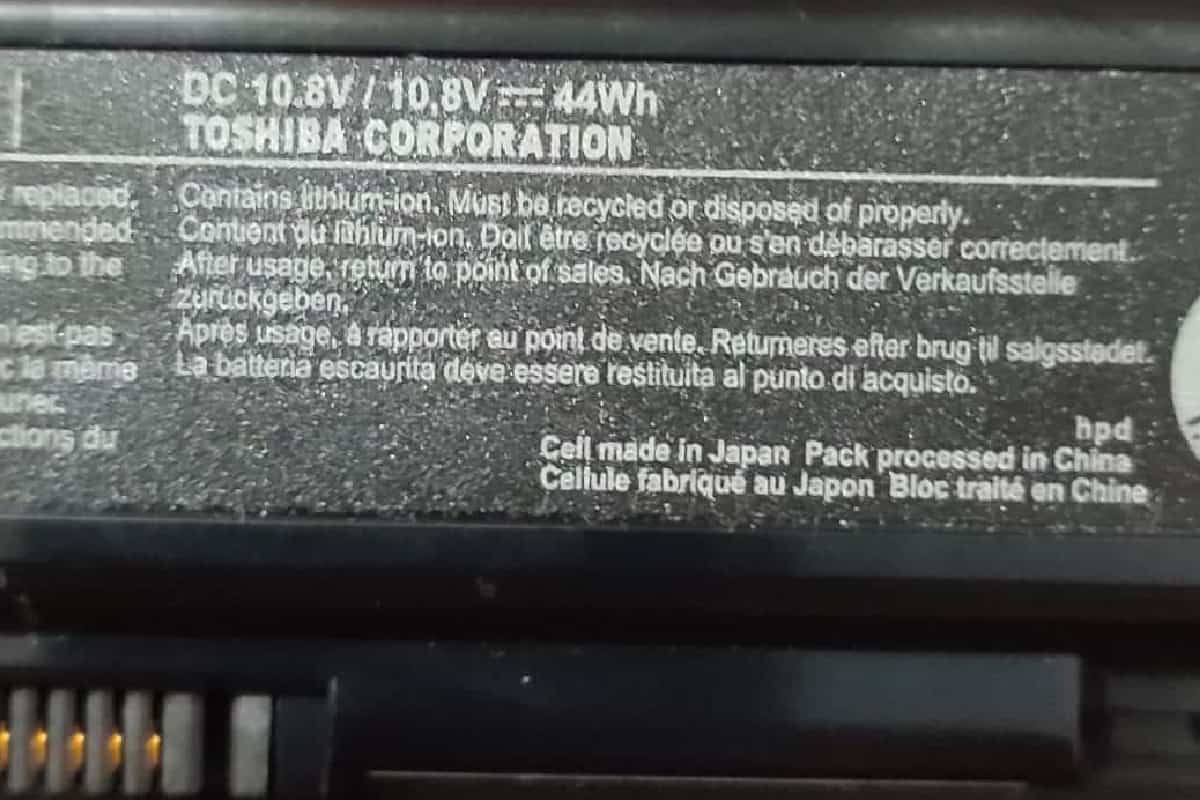 Toshiba laptop battery description