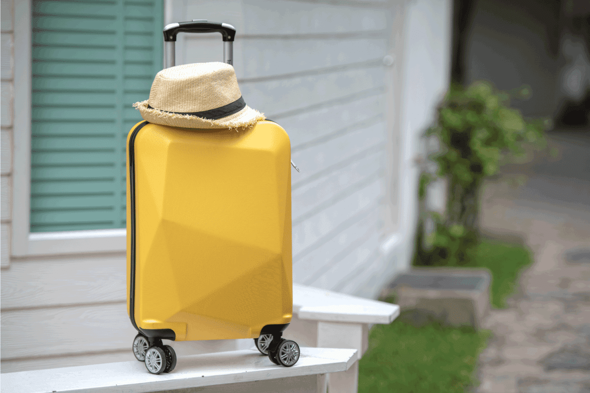 Yellow wheeled bag, Travel suitcase, get ready for adventure travel.