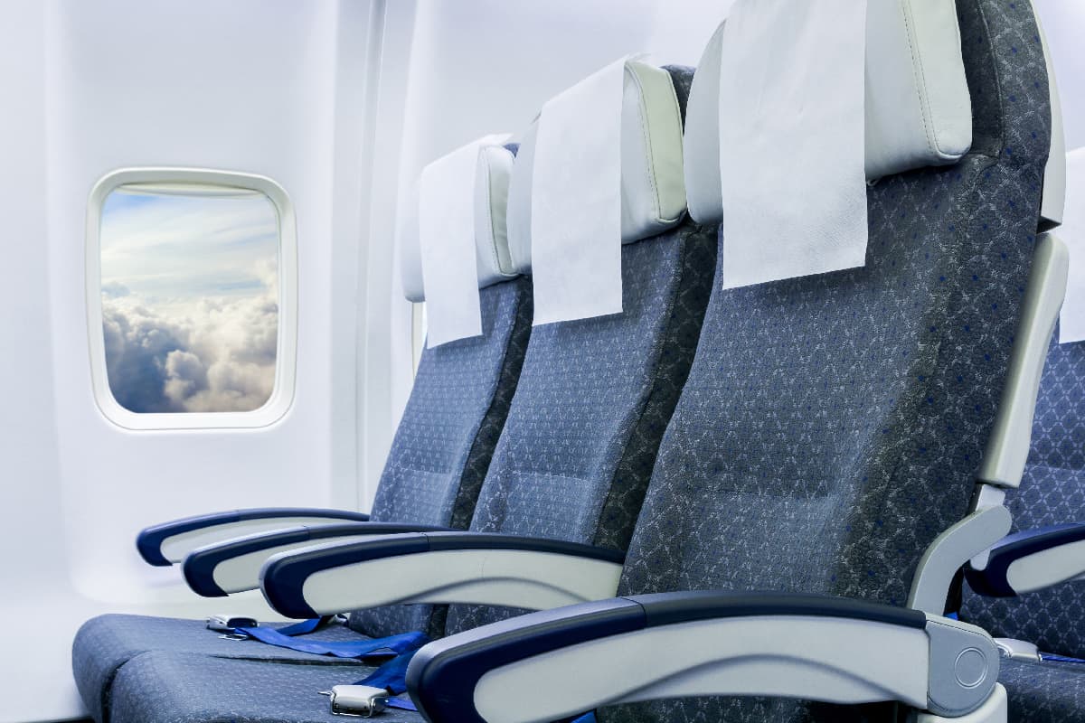 Airplane seats in the cabin economy class