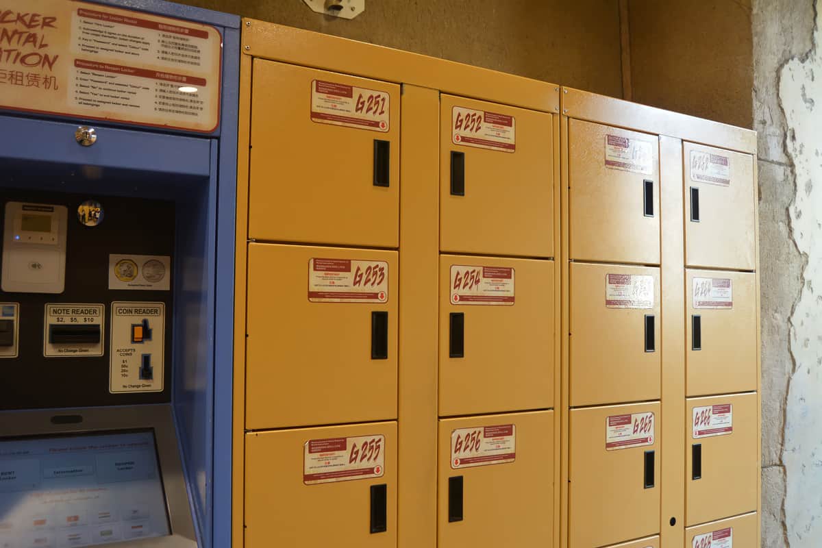 Lockers located in the Universal Studios Singapore to put belongings inside before going on a ride.