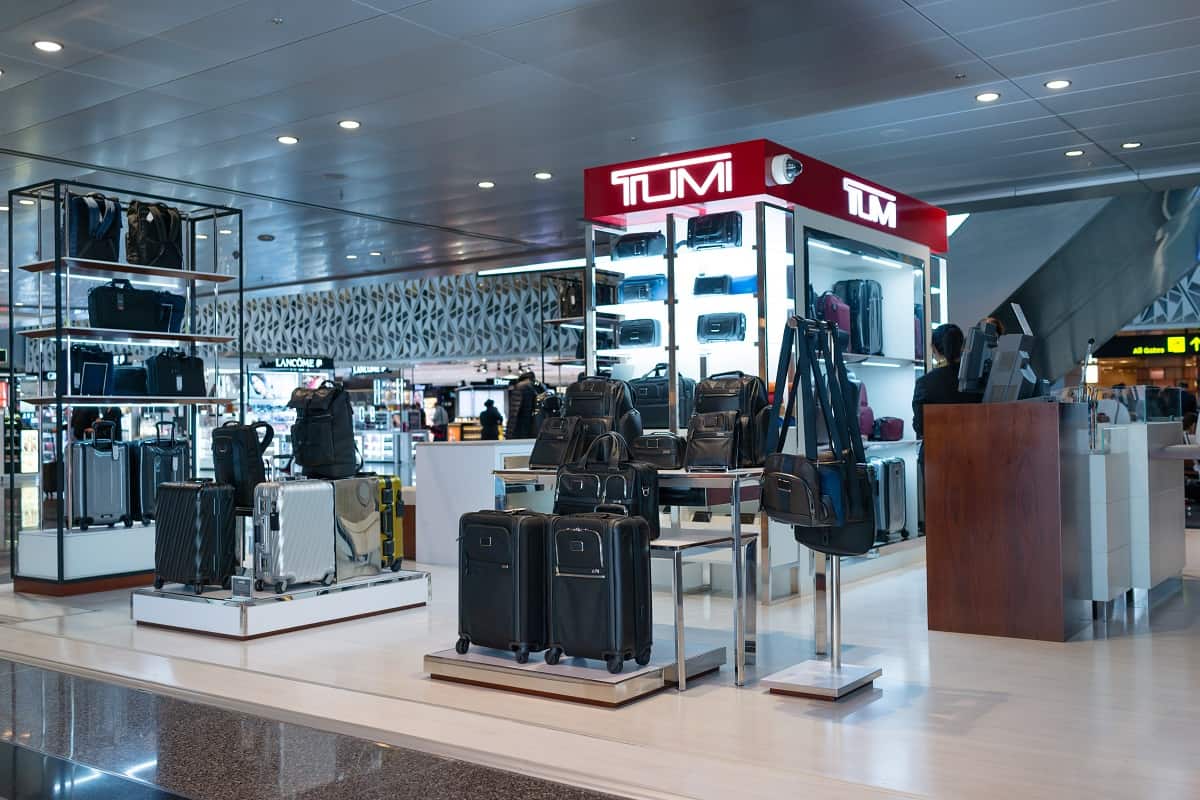 Wrapping Things Up - View of Tumi Store in Hamad International Airport. Tumi is a South Plainfield, New Jersey-based manufacturer of premium suitcases and bags for travel.