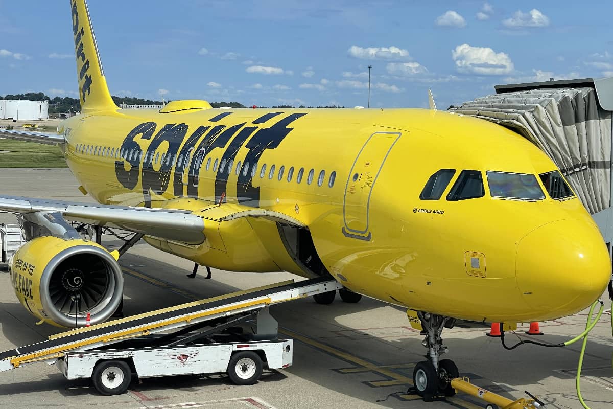 Yellow spirit jet at airport