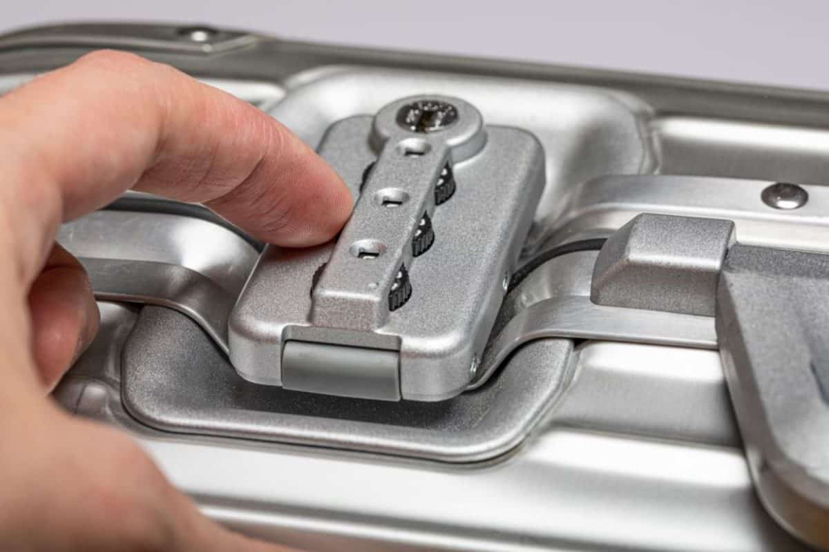 Lock on luggage trolley bag or suitcase