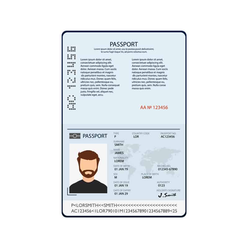 Open passport blank template vector international. Flat design style